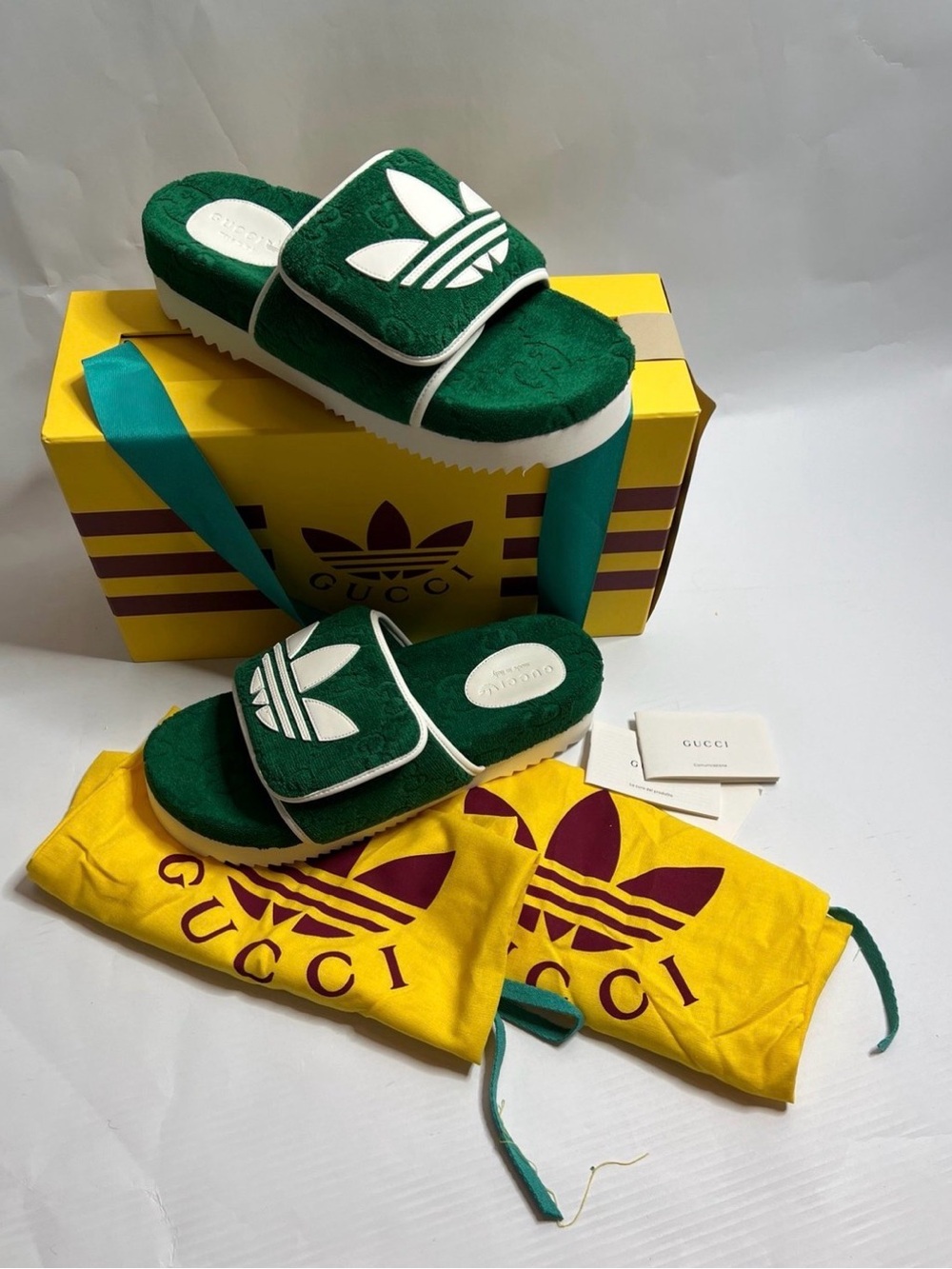 Gucci x Green Logo Mens  Slide Sandals 10
